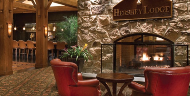Hershey Lodge fireplace area