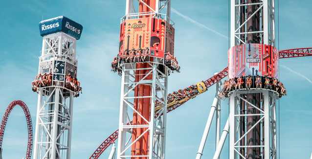 Hershey Triple Tower attraction at Hersheypark